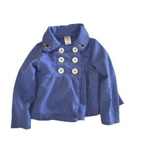 Gymboree Coat Jacket Lilac Blue Double Button Embroidery Floral Size 5